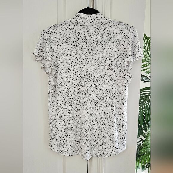 Adrianna Papell Black and White Shirt with Tie Front - Picture 2 of 4